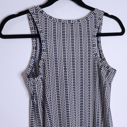 TORY BURCH White and Navy Printed Convertible Column Dress Women's XS