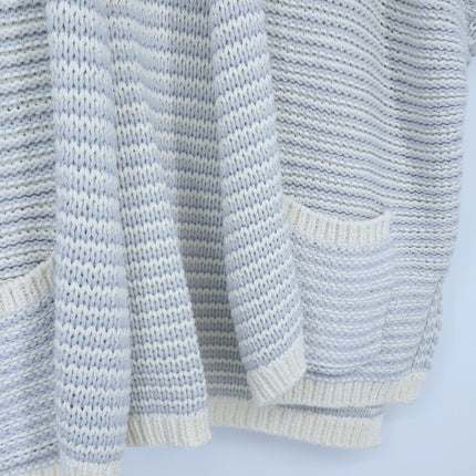 Madewell Curl Up Knit Cardigan Sweater Gray White NWT Open Front Women's XS