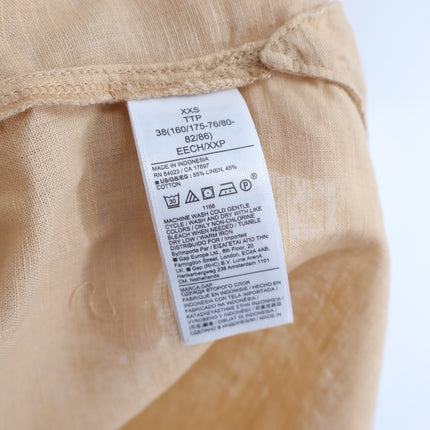 Gap Puff Sleeve Linen Cotton Shirtdress Beige NWT Belted Women's XXS