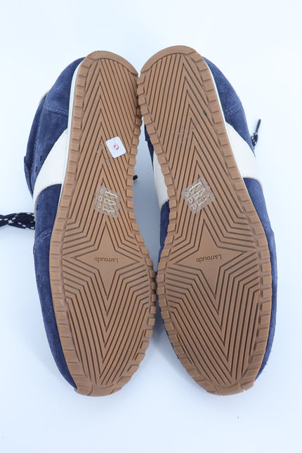 LARROUDE Stella Sneakers Navy Suede and Ivory Leather Low Top Women's 9