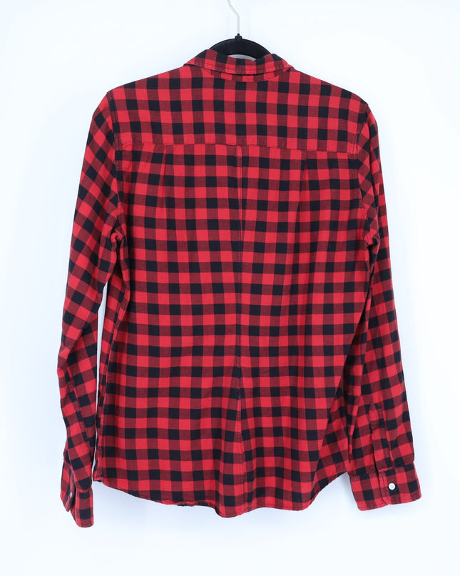 Frank & Eileen Barry Shirt Red Black Cotton Buffalo Check Button Up Women's L