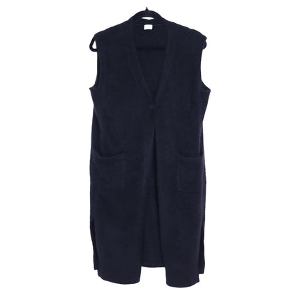 C.T.PLAGE Long Knit Racoon Wool Cardigan Black Knee Length Women's 40/US 8