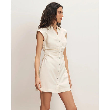 Veronica Beard Maura Mini Dress Ecru NWT Chambray Cap Sleeve Women's 8