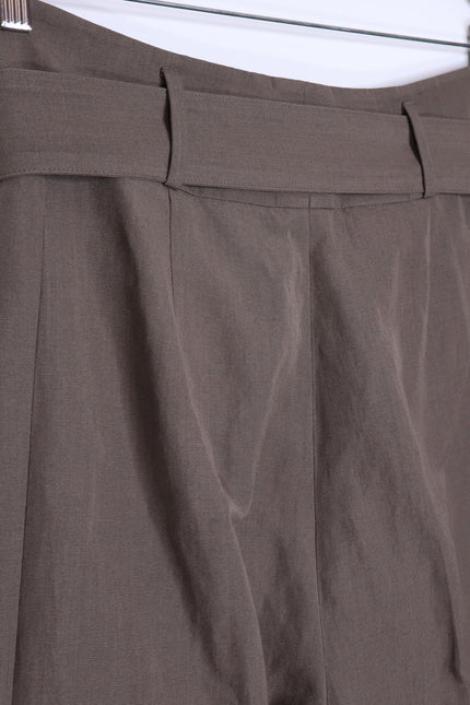 AKRIS PUNTO Fiorella Belted Pants Dark Olive Cropped Wide-Leg Linen Women's 16