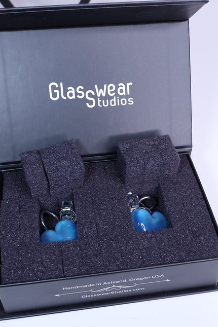 GLASSWEAR STUDIOS Handmade Caribbean Blue Heart Weights 10g/2.5mm Hangers
