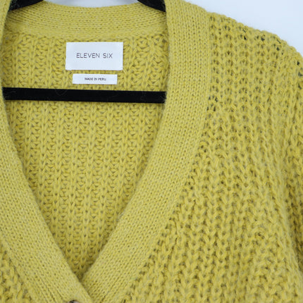 ELEVEN SIX Chunky Knit Sara Cardigan Sweater Joy Yellow Alpaca Blend Women's M/L
