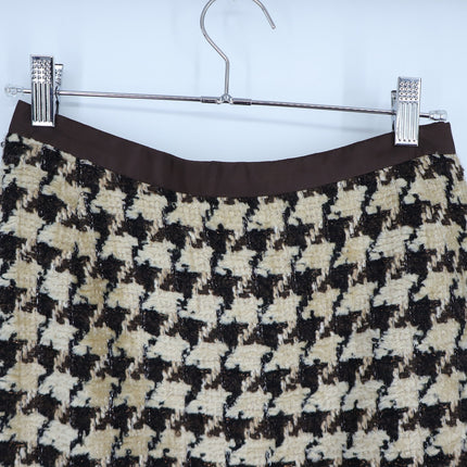 Oscar De La Renta VTG Houndstooth Knee Length Skirt Brown and Cream Women's 6