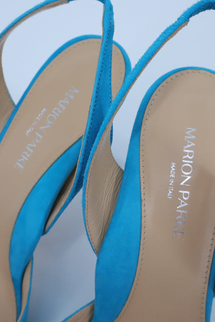 MARION PARKE Classic Suede Slingback Heel Sky Blue Pointed Toe Women's 41/US 11