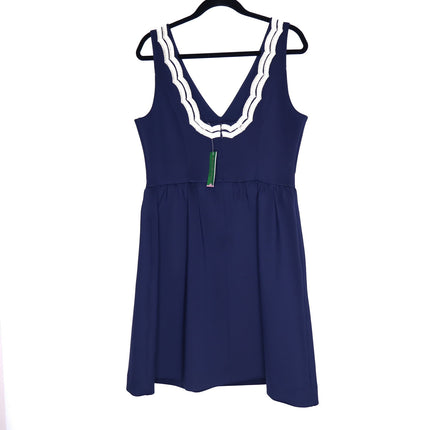 LILLY PULITZER Rorey Mini Dress NWT True Navy V Neck Fit and Flare Women's L