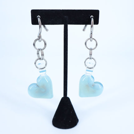 GLASSWEAR STUDIOS Handmade Caribbean Blue Heart Weights 10g/2.5mm Hangers