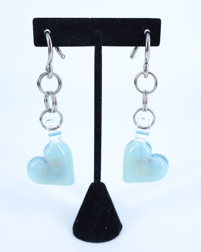 GLASSWEAR STUDIOS Handmade Caribbean Blue Heart Weights 10g/2.5mm Hangers