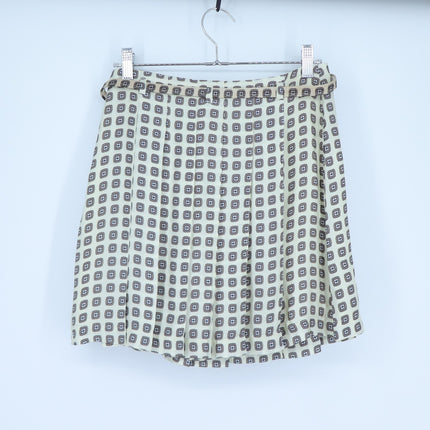 J. Crew Pleated Prep Skirt Ivory Foulard Print NWT Belted Satin Women's 00