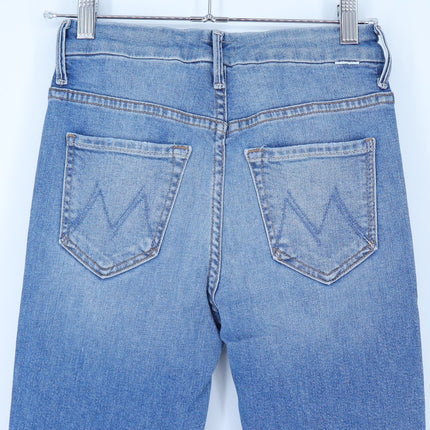 Mother Looker Ankle Fray Jeans Blue Shoot To Thrill Blue High Rise Women's 24