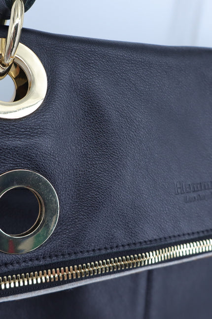 HAMMITT Large Montana Reversible Crossbody Bag Black Leather and Gold Envelope