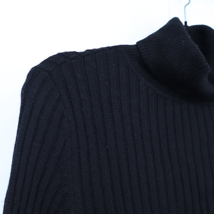 A.P.C Madelaine Pullover Sweater Black Merino Wool Ribbed Turtleneck Women's S