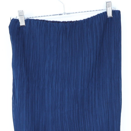 Worth Pleated Pencil Midi Skirt Ink Blue NWT Semi Sheer Women's SP