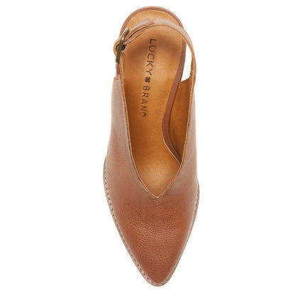 Lucky Brand Aroyli Heeled Mule Brown Leather Slingback Pointed Toe Women's 9