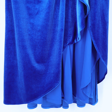 TADASHI SHOJI Alvarez Velvet Waterfall Drape Gown Bluebell Women's L