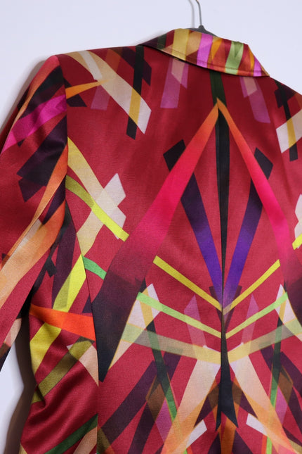ESCADA Bozena Blazer Fantasy Multicolor Geometric Single Button Women's 40/US10