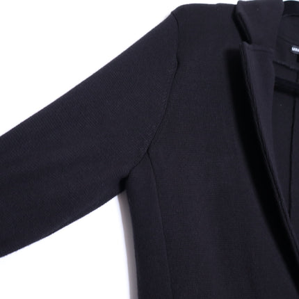 MINNIE ROSE Cotton Blend Boyfriend Blazer Black One Button Unlined Women's S