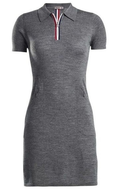 G/FORE Wool Sweater Dress Gray Stripe Short Sleeve Golf Active Women's M