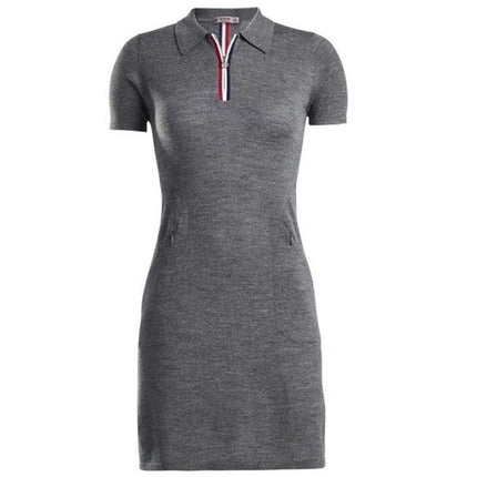 G/FORE Wool Sweater Dress Gray Stripe Short Sleeve Golf Active Women's M