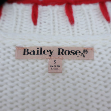 Bailey Rose Bow Pullover Sweater Cream and Red NWT Long Sleeve Women's S
