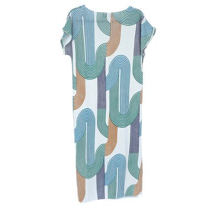 MAPOESIE Franca Sonora Dress Ivory Multi Abstract Knee Length V Neck Women's M