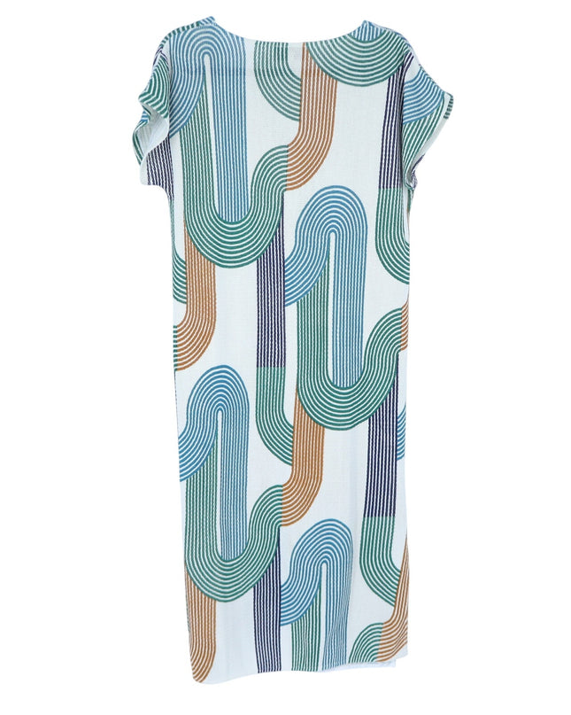 MAPOESIE Franca Sonora Dress Ivory Multi Abstract Knee Length V Neck Women's M