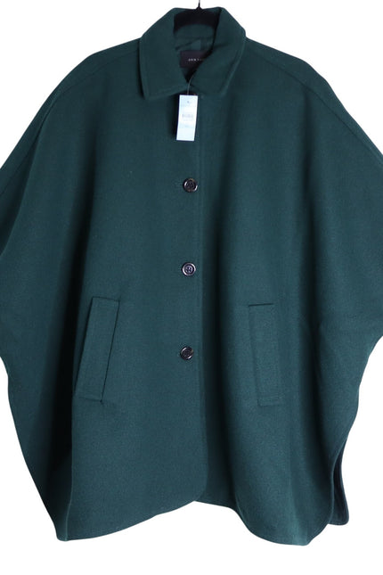ANN TAYLOR NWT Buttoned Trench Cape Dark Green Wool Blend Women's MP