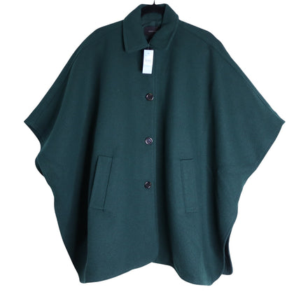 ANN TAYLOR Buttoned Trench Cape NWT Dark Green Wool Blend Women's MP