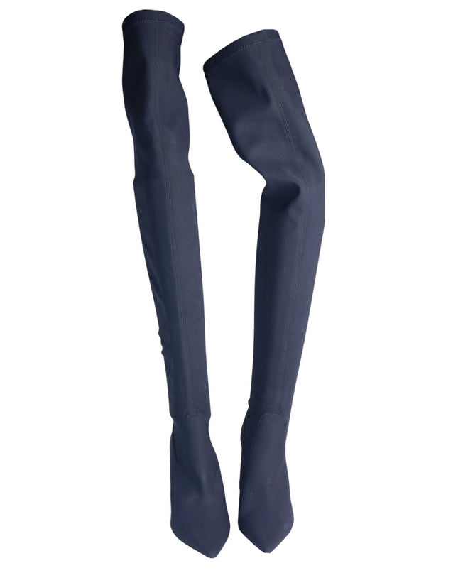 MARION PARKE Malone Heeled Boot Black Thigh High Stretch Crepe Women's 36/US 6