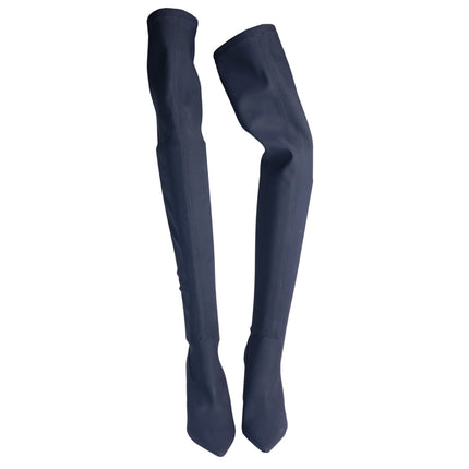 MARION PARKE Malone Heeled Boot Black Thigh High Stretch Crepe Women's 36/US 6