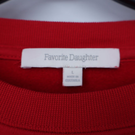 Favorite Daughter Cropped Favorite Mama Sweatshirt Cherry White Women's L