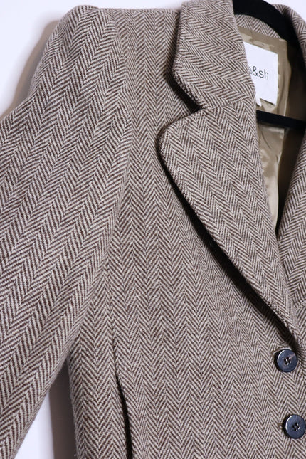 BA&SH Blanche Blazer Beige Cropped Long Sleeves Lady Jacket Women's 1/US 4