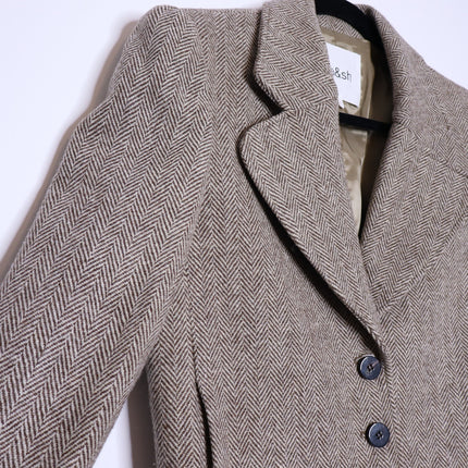 BA&SH Blanche Blazer Beige Cropped Long Sleeves Lady Jacket Women's 1/US 4