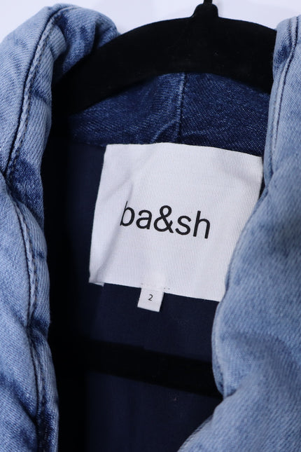 BA&SH NEW Blouson Caly Denim Puffer Lady Jacket Blue Jean Lagenlook Women's 2/M