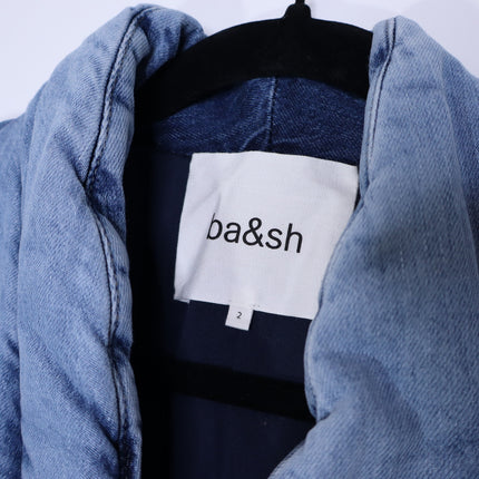 BA&SH Blouson Caly Denim Puffer Jacket NWT Lady Blue Jean Lagenlook Women's 2/M