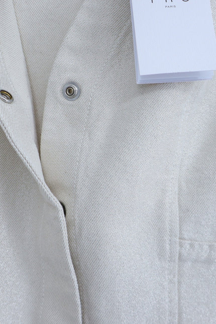 IRO Vema Denim Jacket NWT Ecru Silver Lurex Long Sleeve Women's 36/US 4