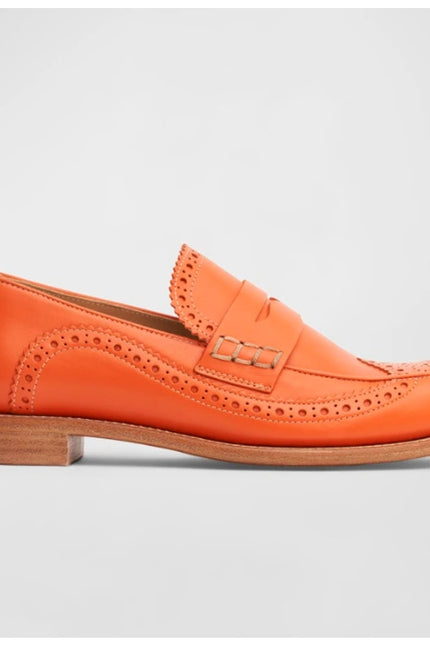 THE OFFICE OF ANGELA SCOTT Ms. Charlotte Orange Penny Loafers Women's 38.5/US8.5