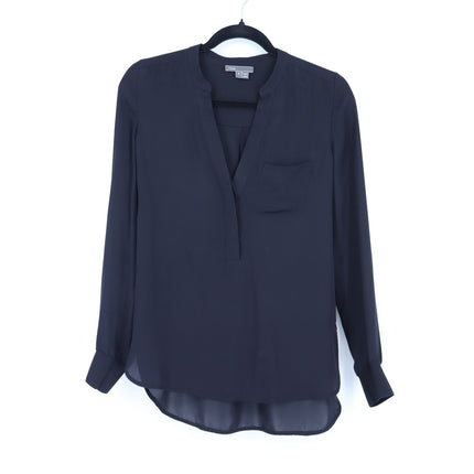 Vince Silk Popover Blouse Black Lightweight Long Sleeve Women's 2