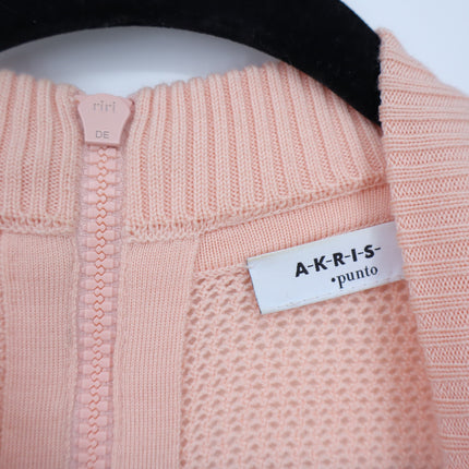 Akris Punto Cutout Neck Wool Knit Sweater Light Peach Short Sleeve Women's 4