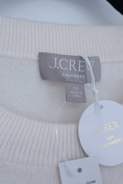 J. CREW 100% Cashmere Crewneck Sweater Snow White NWT Relaxed Fit Women's XS