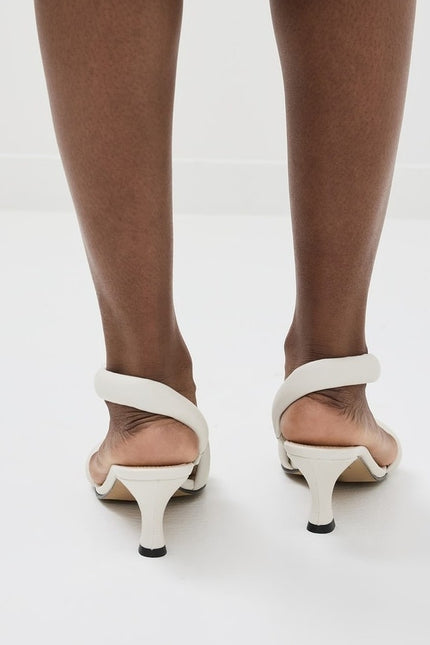 ALTA Ophelia Heeled Sandals White Cowhide Leather Pointed Toe Women's 8