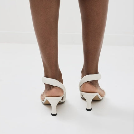 ALTA Ophelia Heeled Sandals White Cowhide Leather Pointed Toe Women's 8
