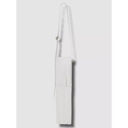 REE PROJECTS Do Fringe Leather Neck Pouch White Leather Crossbody Sling Bag