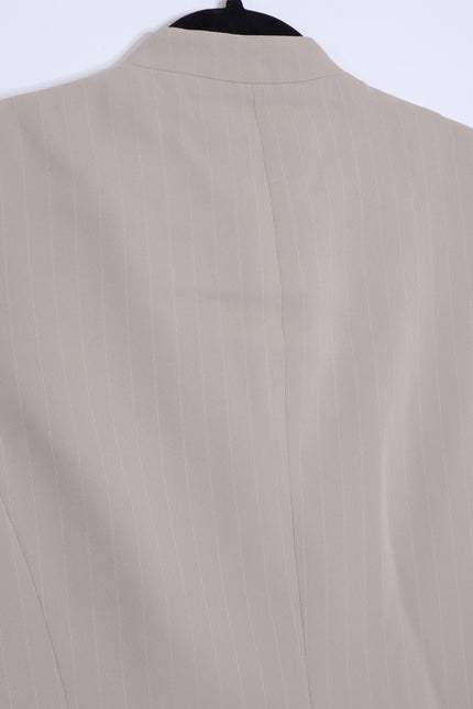 DONNA KARAN NWT Pinstripe Double Breasted Vest Cobblestone Cream Women's 10P