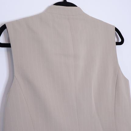 DONNA KARAN NWT Pinstripe Double Breasted Vest Cobblestone Cream Women's 10P