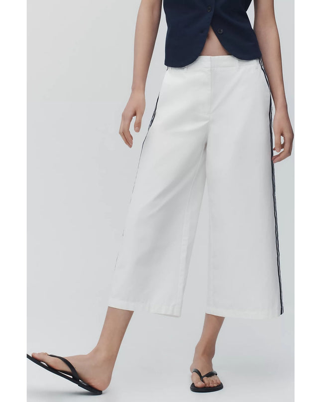 Maeve Gaucho Pants White Side Stripe NWT Cropped Wide Leg High Rise Women's 4