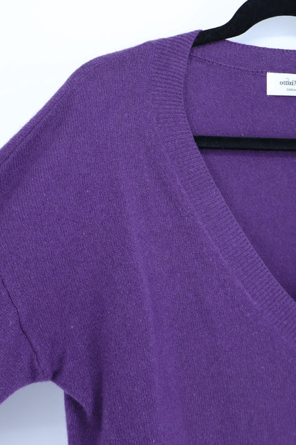 OTTOD'AME V Neck Sweater Purple Cashmere Wool Long Sleeve Pullover Women's 4/S